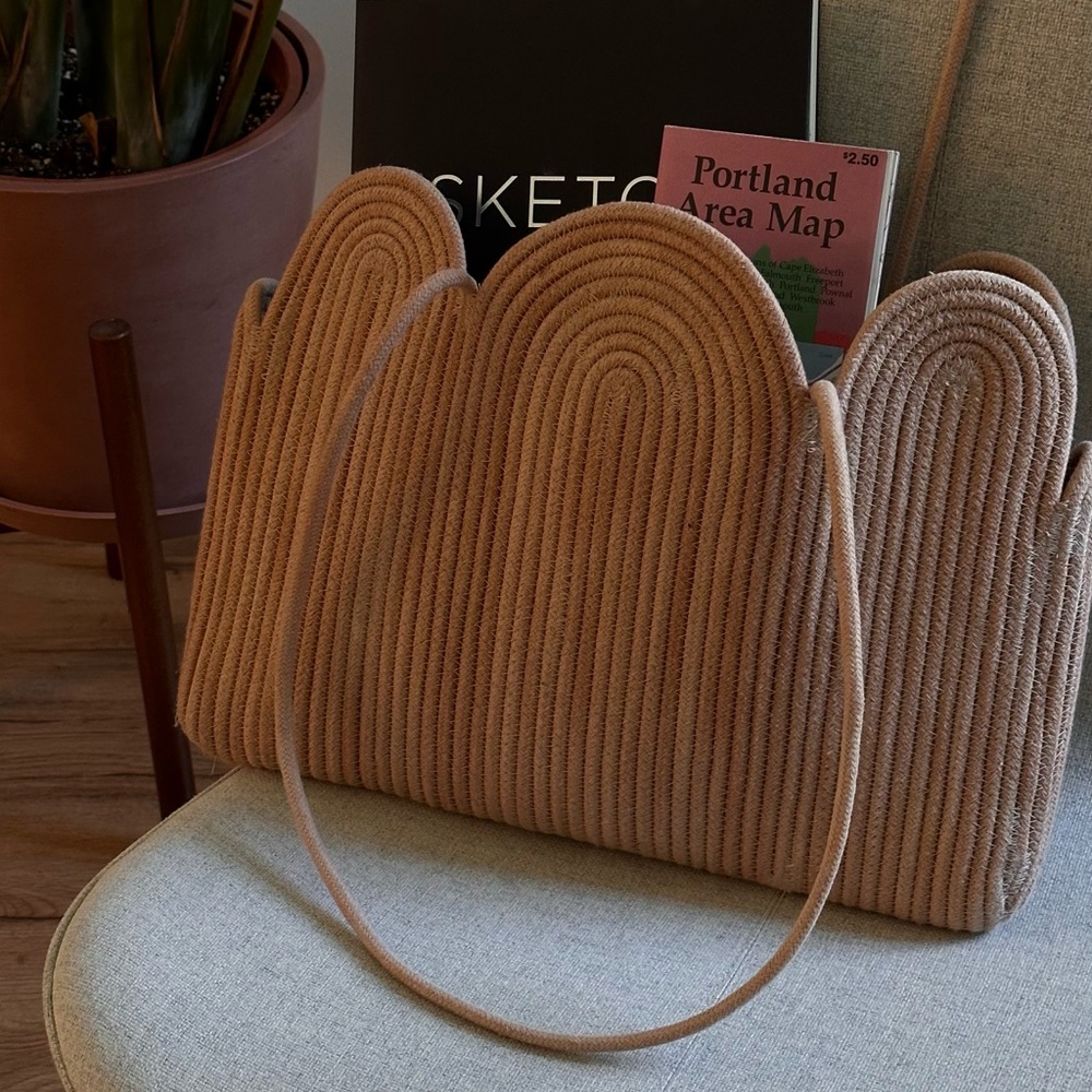 APRVL handmade shoulder tote bag link beige hand woven